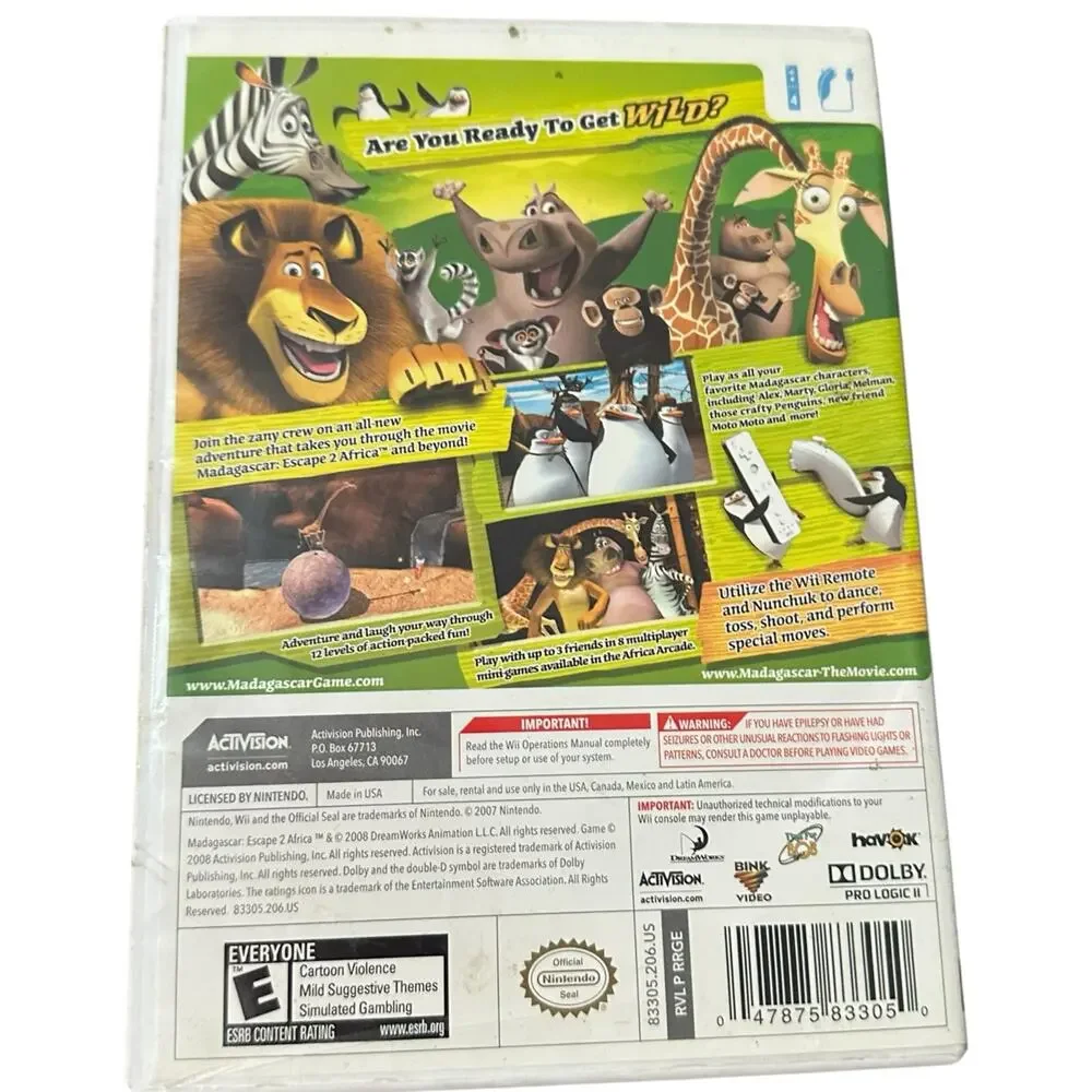 Madagascar Escape 2 Africa Nintendo Wii Game 2008 Complete w/ Manual Untested